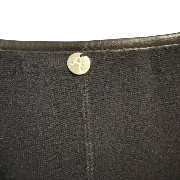 Alice + Olivia Air‎ Black Lamb Leather Trimmed Blouse Size M - Picture 8 of 12